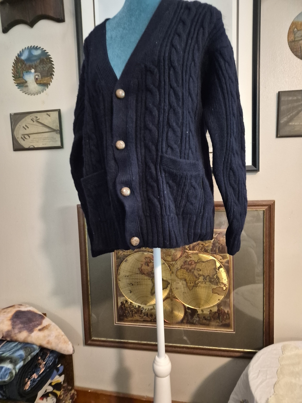 Vintage Brooks Brothers Heavy Cable Knit Wool Cardigan